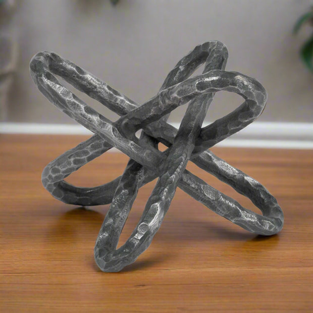 10 x 10 x 10 in. Black Silver Metal Chain Link Sculpture - Home Décor & Things Are Us