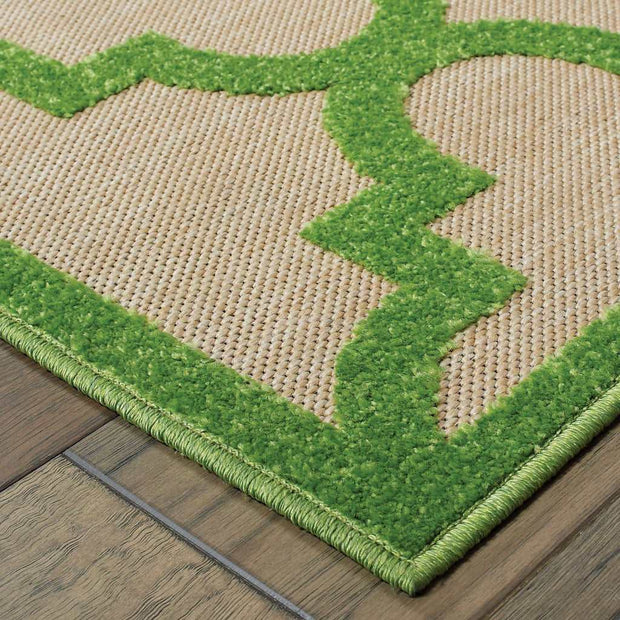 10' X 13' Green Geometric Stain Resistant Outdoor Area Rug - Home Décor & Things Are Us