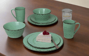 16 Piece Distressed Weave Dinnerware Set Green - Home Décor & Things Are Us