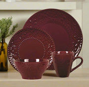 16 Piece Stoneware Scroll Dinnerware Set Merlot - Home Décor & Things Are Us