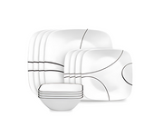 Corelle Simple Lines 12 Piece Square Dinnerware Set = Home Decor & Things Are Us