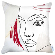 18" X 18" Black And Red Abstract Zippered Handmade Polyester Throw Pillow Cover - Home Décor & Things Are Us