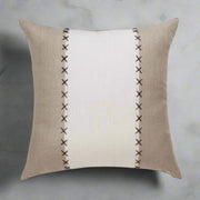 20" X 20" Gray And Tan Linen Patchwork Zippered Pillow - Home Décor & Things Are Us