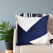 20" X 20" Navy And Ivory 100% Cotton Abstract Zippered Pillow - Home Décor & Things Are Us