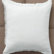 20" X 20" White Cotton Zippered Down Pillow With Fringe - Home Décor & Things Are Us