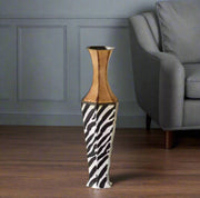 26 - inch Tall White Striped and Brown Metal Floor Vase - Home Décor & Things Are Us