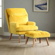 28 in. Splayed Legs Nina Accent Chair & Ottoman Set, Yellow - 2 Piece - Home Décor & Things Are Us