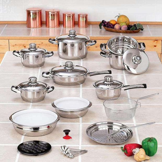 28pc 12 - element High - quality Heavy - gauge Stainless Steel Cookware Set - Home Décor & Things Are Us