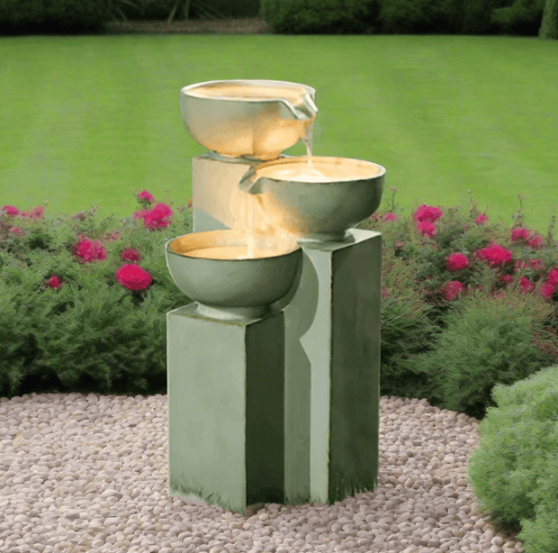 3 Tier Bowls Water Fountain with LED Light - Home Décor & Things Are Us