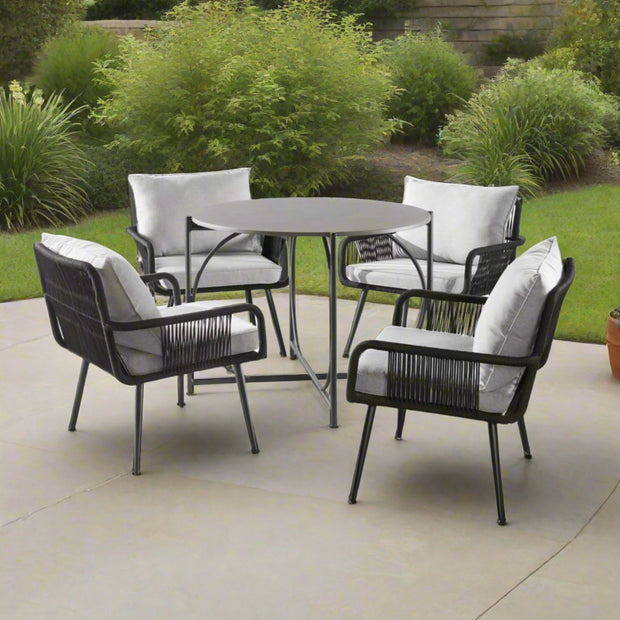 30 in. Andover All - Weather Outdoor Bistro Set with Four Rope Chairs & Table, Gray - Home Décor & Things Are Us