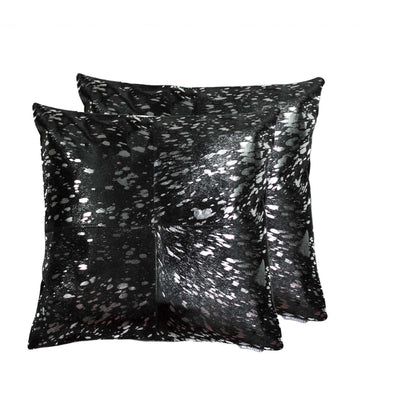 18" X 18" X 5" Silver And Black Torino Quattro Pillow 2 Pack - Home Decor & Things Are Us