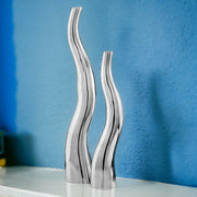 Set Of 2 Modern Tall Silver Squiggly Vases - Home Decor & Things Are Us