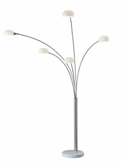 86" Five Light Tree Floor Lamp With White Solid Color Bell Shade