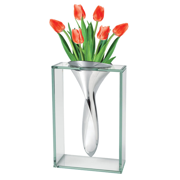 Mouth Blown Crystal Non Tarnish Aluminum And Glass Vase - Home Decor & Things Are Us