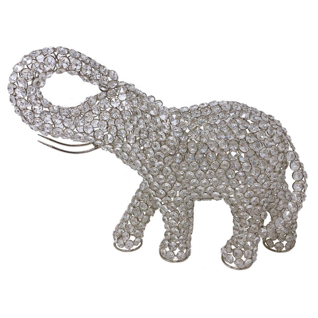 Silver And Faux Crystal Elephant Sculpture - Home Decor & Things Are Us