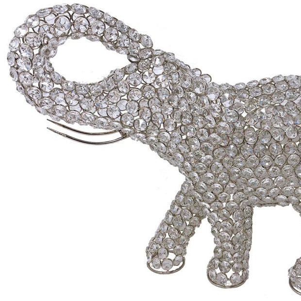 Silver And Faux Crystal Elephant Sculpture - Home Decor & Things Are Us