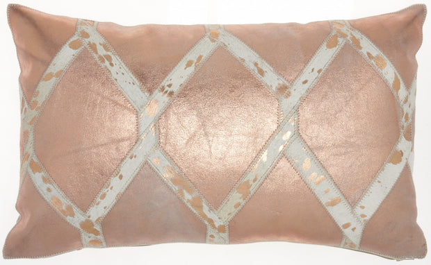 Rose Gold And White Metallic And Cowhide Throw Pillow = Home Decor & Things Are Us