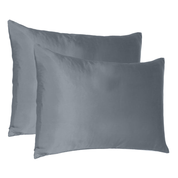 Dark Gray Dreamy Set Of 2 Silky Satin King Pillowcases = Home Decor & Things Are Us