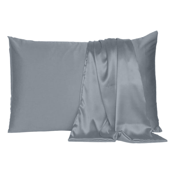 Dark Gray Dreamy Set Of 2 Silky Satin King Pillowcases = Home Decor & Things Are Us