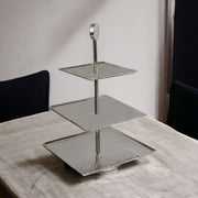 Silver Square Stainless Steel Hammered Three Tier Tray - Home Decor & Things Are Us