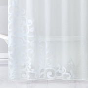 White Contemporary Velvet Scroll Shower Curtain - Home Decor & Things Are Us