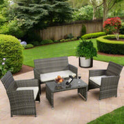 4-Piece Wicker Rattan Patio Furniture Set