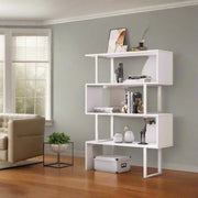 4 - Shelf Geometric Bookcase - White - Home Décor & Things Are Us