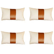 Vegan Faux Leather Detailed Throw Pillow Set Of 4 - Home Decor & Things Are Us