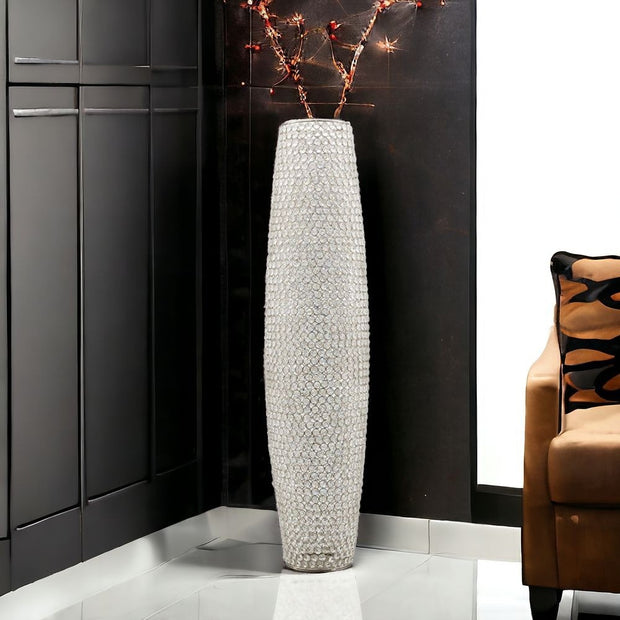 40" Crystal Glass Silver Cylinder Floor Vase - Home Decor & Things Are Us
