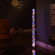 49" Steel LED Column Floor Lamp With Clear Drum Shade - Home Décor & Things Are Us