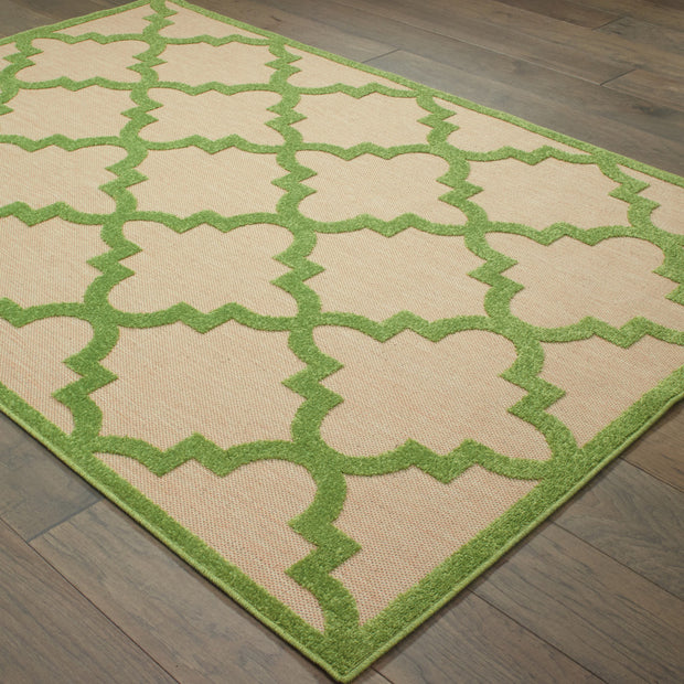 10' X 13' Green Geometric Stain Resistant Outdoor Area Rug - Home Decor & Things Are Us