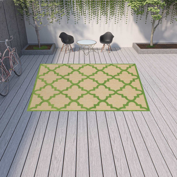 10' X 13' Green Geometric Stain Resistant Outdoor Area Rug - Home Decor & Things Are Us