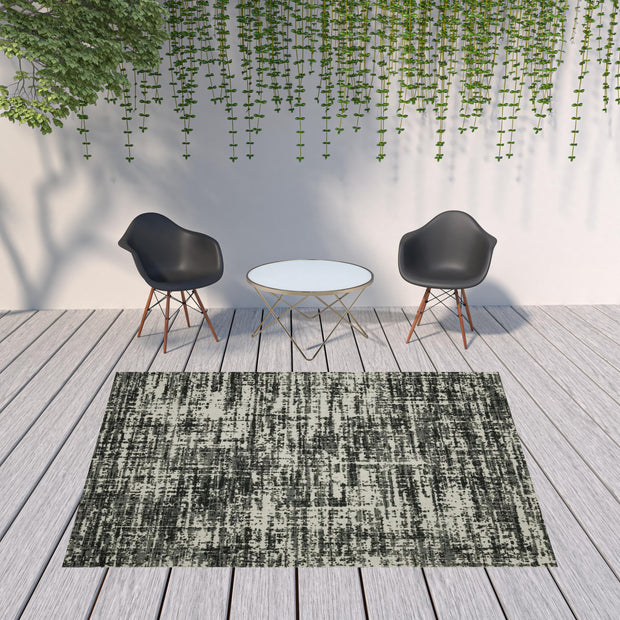 8' X 10' Beige And Black Abstract Stain Resistant Outdoor Area Rug - Home Decor & Things Are Us