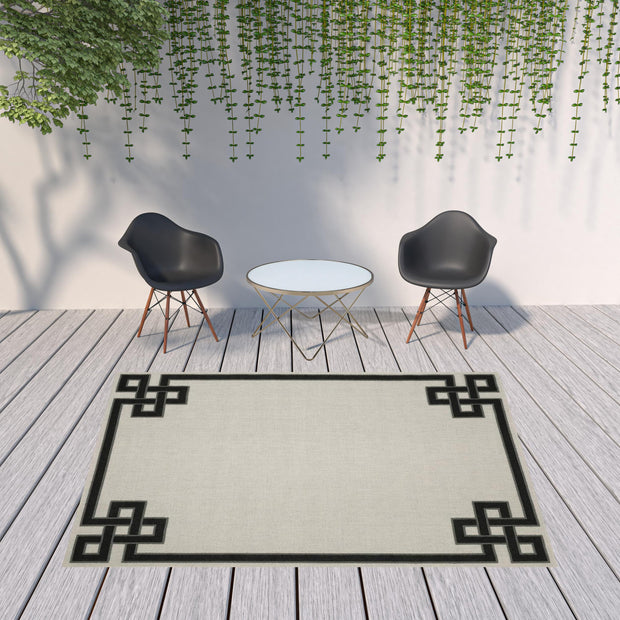 8' X 10' Beige And Black Stain Resistant Outdoor Area Rug - Home Decor & Things Are Us