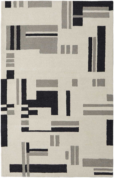 9' X 12' Ivory And Taupe Wool Abstract Tufted Handmade Area Rug - Home Decor & Things Are Us