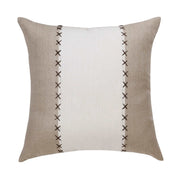 20" X 20" Gray And Tan Linen Patchwork Zippered Pillow - Home Decor & Things Are Us