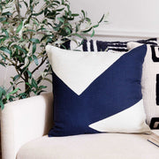 20" X 20" Navy And Ivory 100% Cotton Abstract Zippered Pillow - Home Decor & Things Are Us