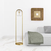 65" Brass Column Floor Lamp With Clear Seeded Glass Globe Shade - Home Decor & Things Are Us