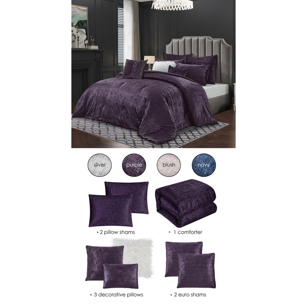 Purple Queen Polyester 220 Thread Count Washable Down Comforter Set - Home Decor & Things Are Us
