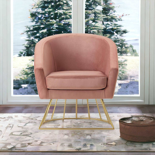 Blush And Gold Velvet Barrel Chair - Home Decor & Things Are Us