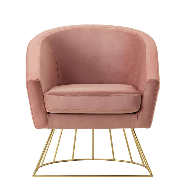 Blush And Gold Velvet Barrel Chair - Home Decor & Things Are Us