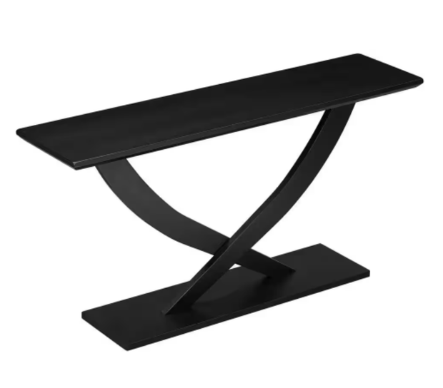 57 in. Rase Console Table with Cross Leg Design & Pedestal Base, Black Wood - Home Décor & Things Are Us