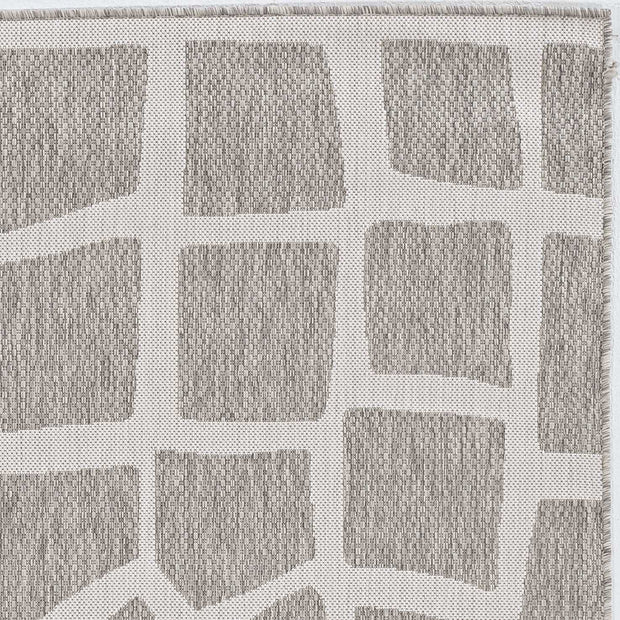 5'X7' Ivory Grey Machine Woven Uv Treated Abstract Outdoor Area Rug - Home Décor & Things Are Us