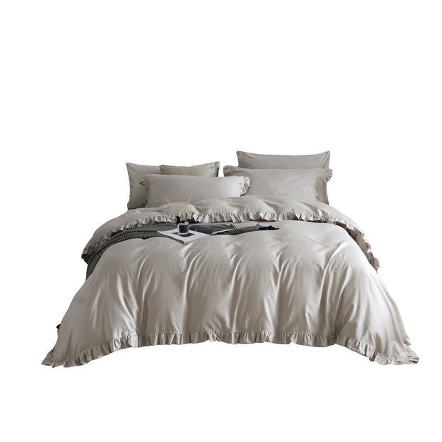 6 Pieces Luxury Ruffle Edge King Size Duvet Cover Set - Home Décor & Things Are Us