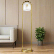 65" Brass Column Floor Lamp With Clear Seeded Glass Globe Shade - Home Décor & Things Are Us