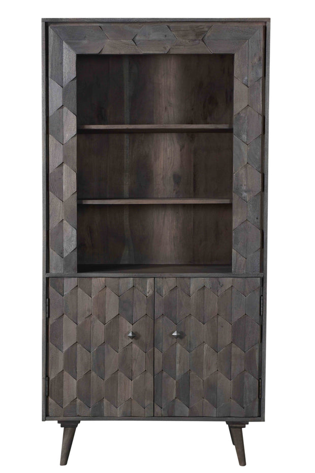 70" Gray Distressed Solid Wood Three Tier Bookcase - Home Décor & Things Are Us