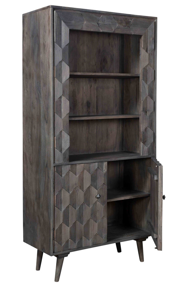 70" Gray Distressed Solid Wood Three Tier Bookcase - Home Décor & Things Are Us