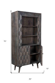 70" Gray Distressed Solid Wood Three Tier Bookcase - Home Décor & Things Are Us