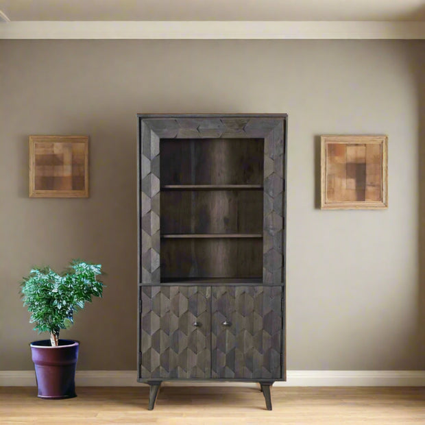 70" Gray Distressed Solid Wood Three Tier Bookcase - Home Décor & Things Are Us