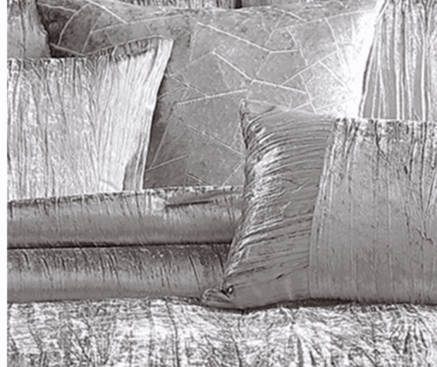 7 Piece Comforter Set With Crinkle Texture, Silver - Home Decor & Things Are Us